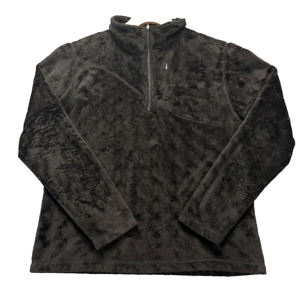 Wooly Bully Wear Colorado Fleece Pullover Womens L Black 1/4 Zip Plush Jacket